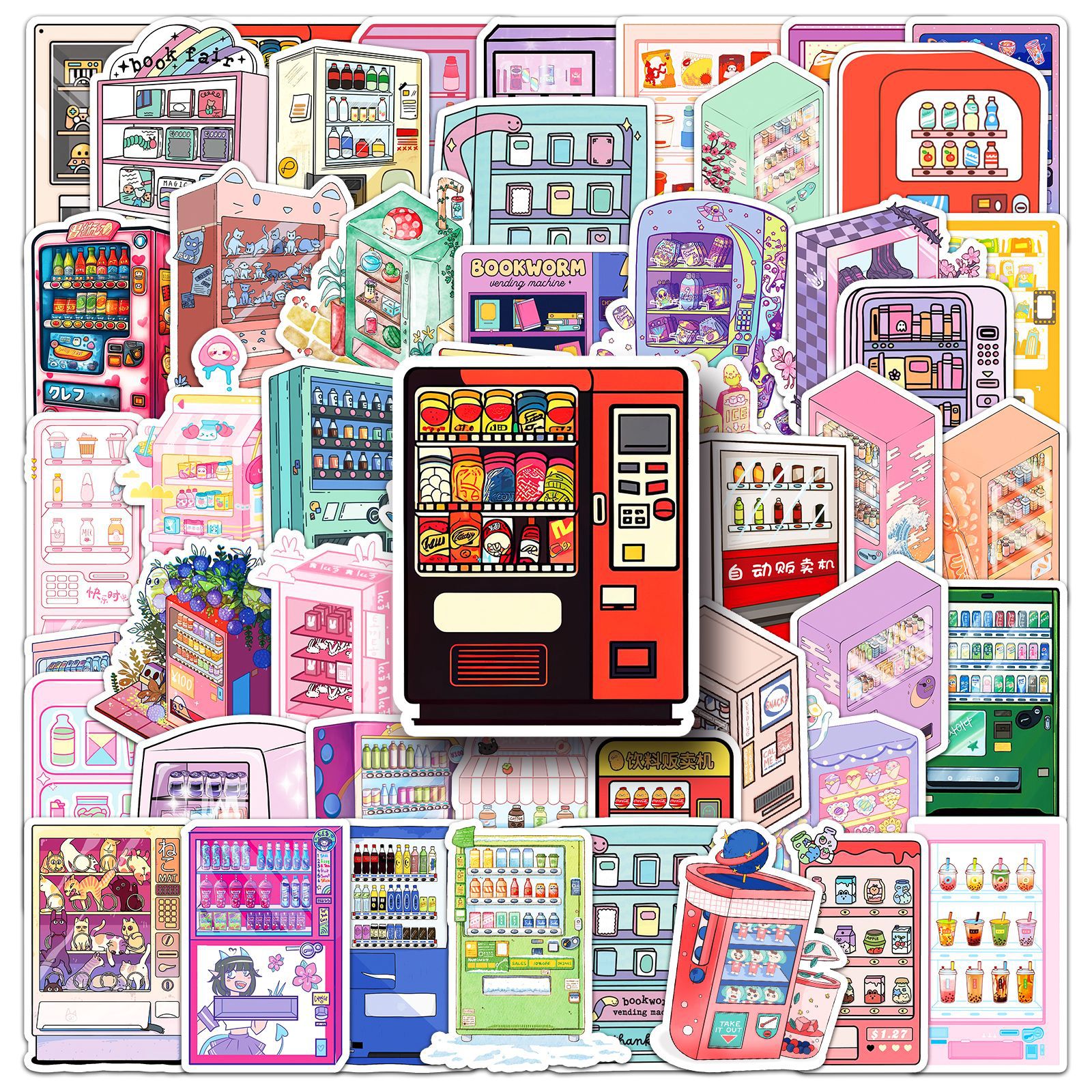 Kids Toys Vending Machine - 50Pcs vending machine graffiti DIY cartoon
