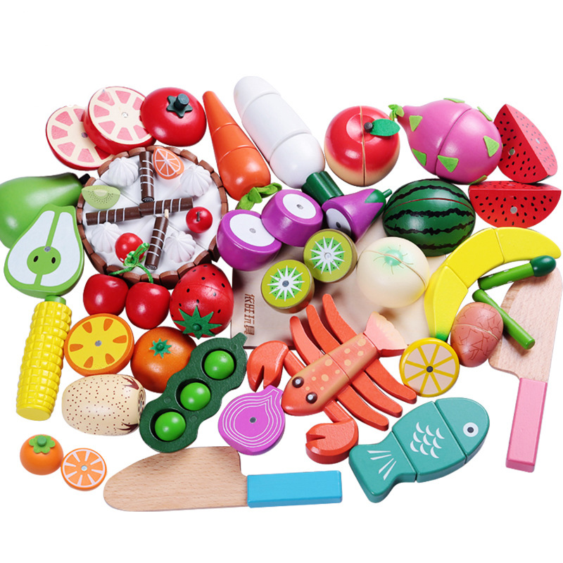 Kids Toys Kitchen Set - 1PCS Wooden Toy Magnetic Cutting Fruit