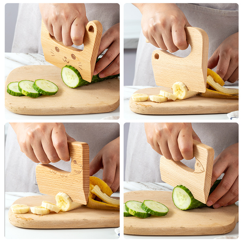 Kids Toys Kitchen Set - Wooden Kids Knife for Cooking Cute