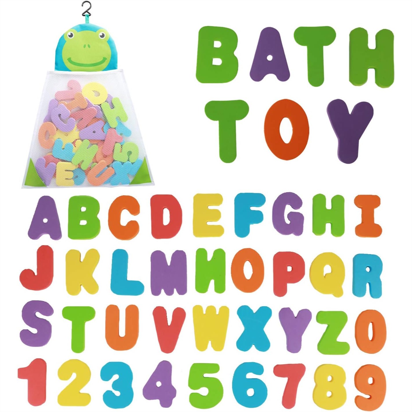 Bath Letter Number Foam - Bath Toys Organizer with 36 Soft