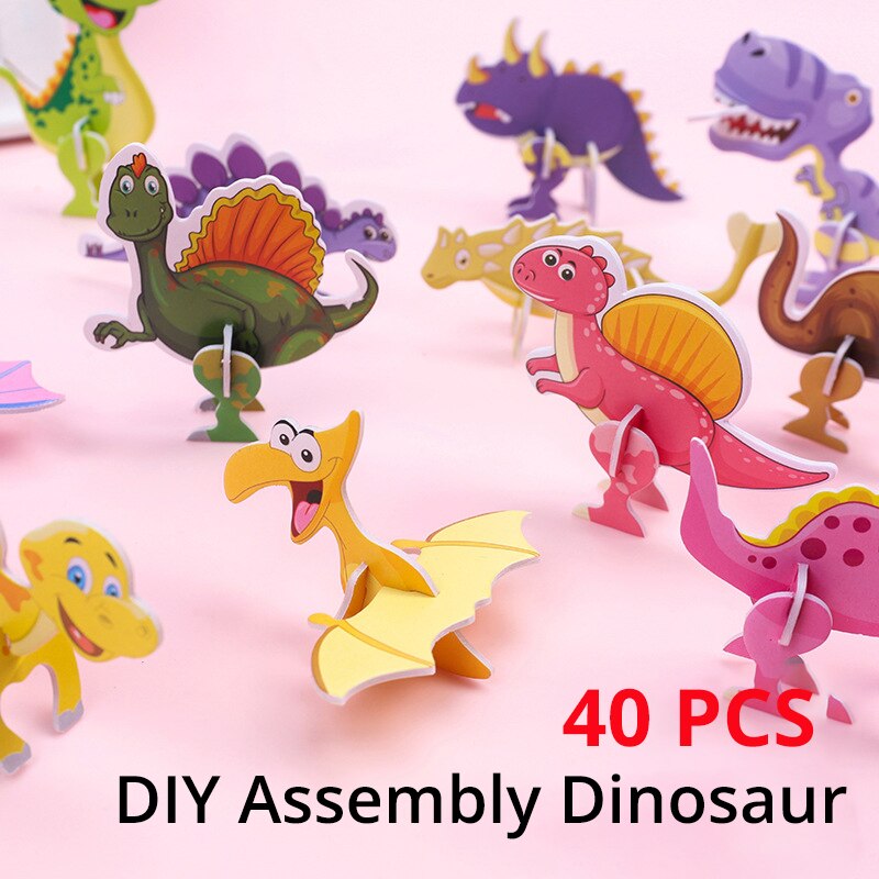 Kids Toys Videos - 40Pcs Children Paper Dinosaur 3D Puzzle