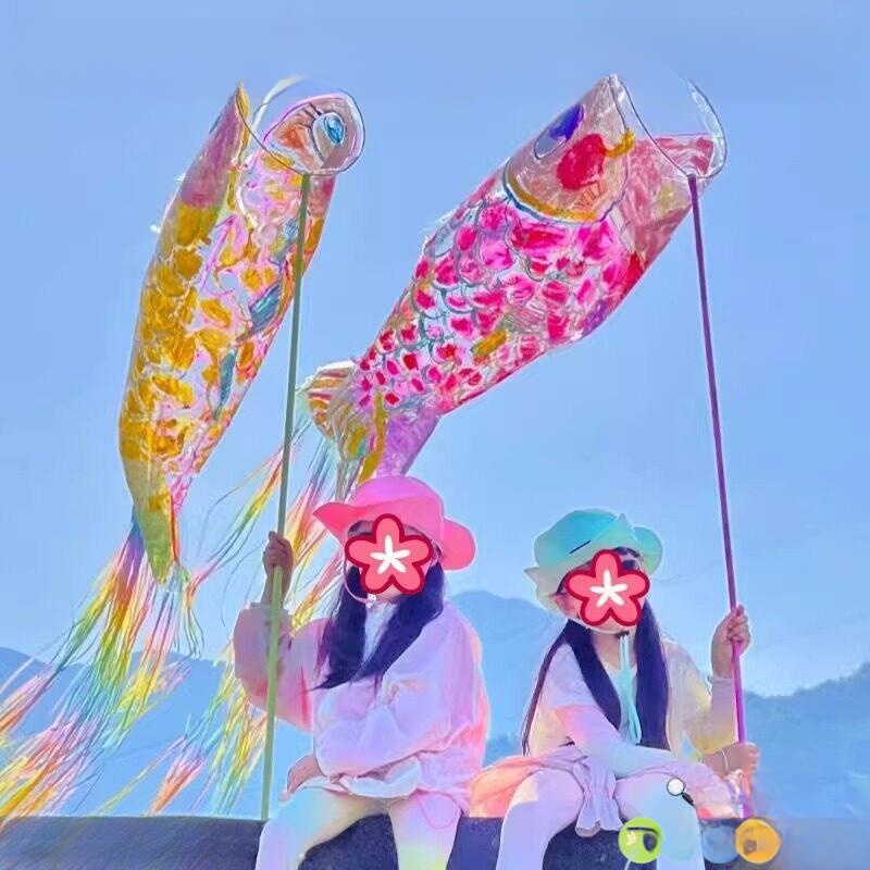 Kite Wind Outdoor - Hand-Painted Large Fish Kite Plastic Bag