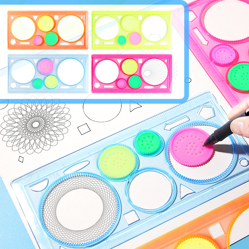 Kids Toys Drawing - Geometry Spirograph Drawing Rulers Stencils Set