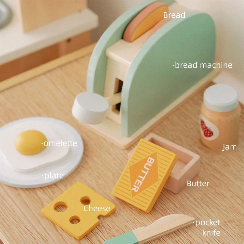Wooden Toaster Toy Kids Bread  – обзор и цена Kids Toys Kitchen Set