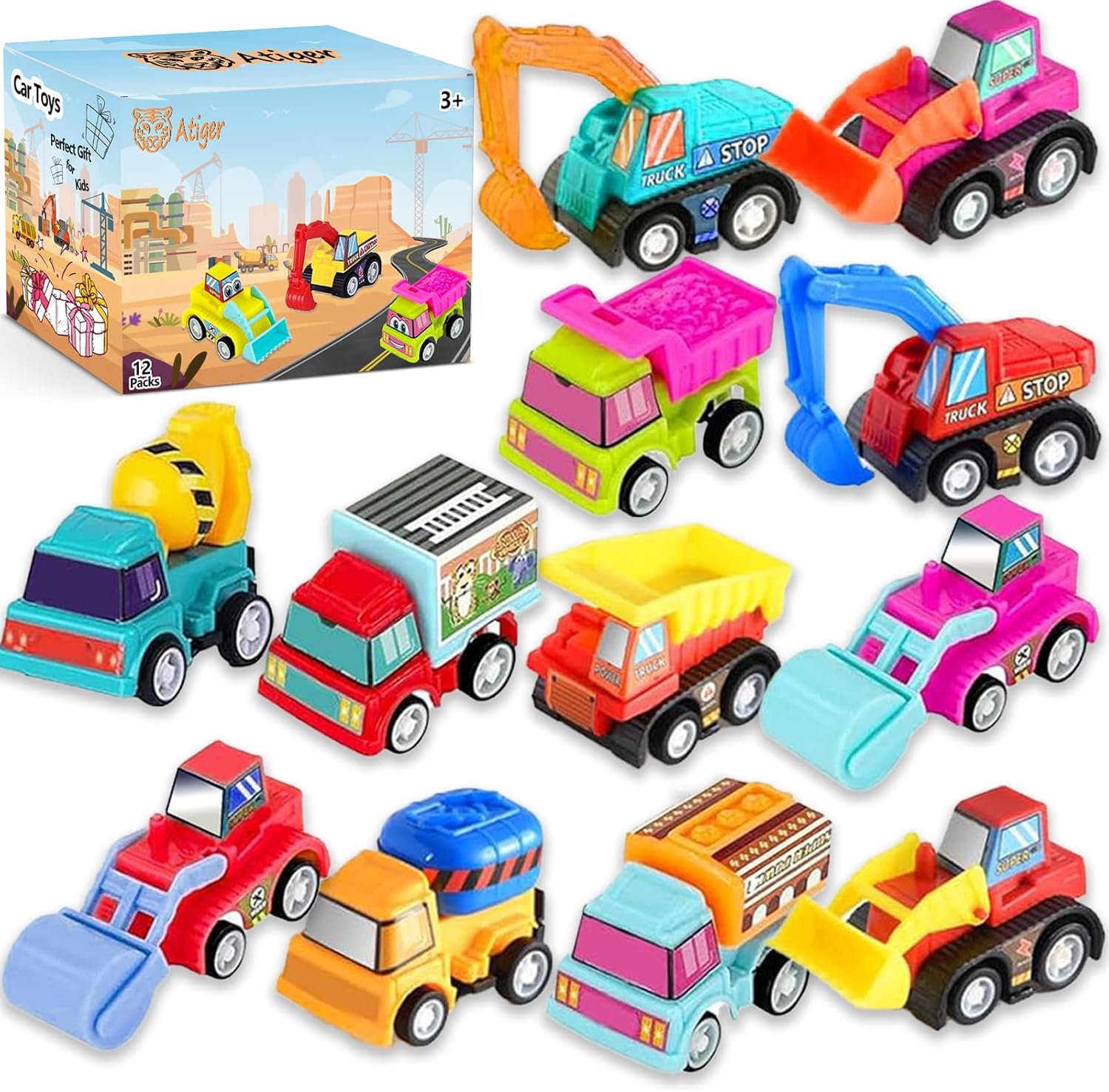 12pcs Pull Back Cars Truck Veh – обзор и цена Kids Y Toys